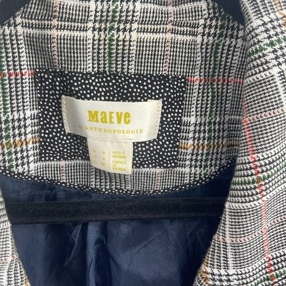 Anthropologie Maeve Lilith plaid double breasted textured long line blazer sz 4 - Picture 6 of 7